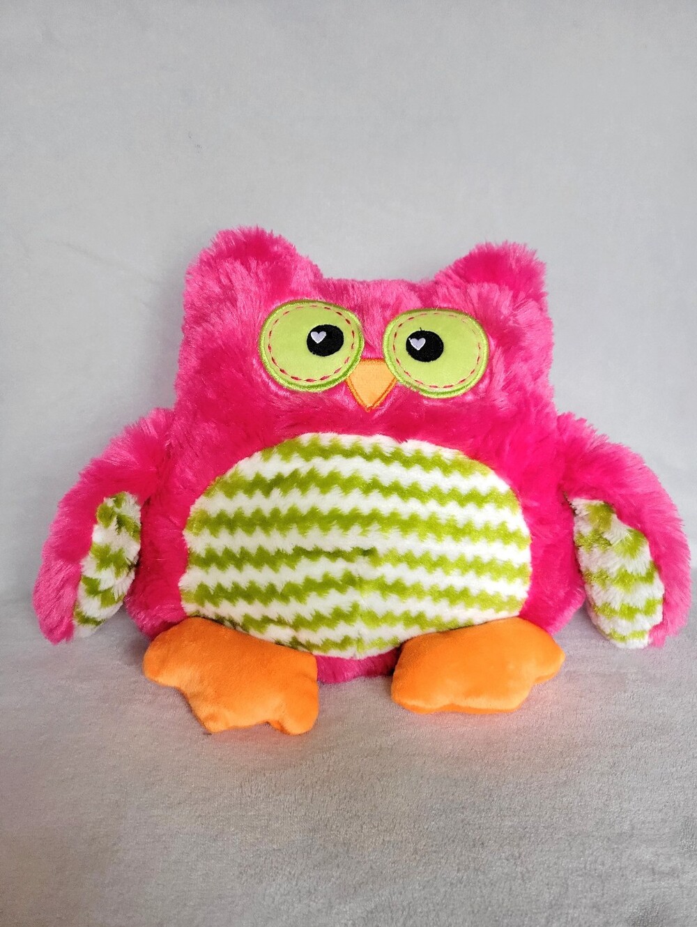 Dan Dee Collectors Choice Hot Pink Owl Striped Stuffed Plush Snuggle Pillow